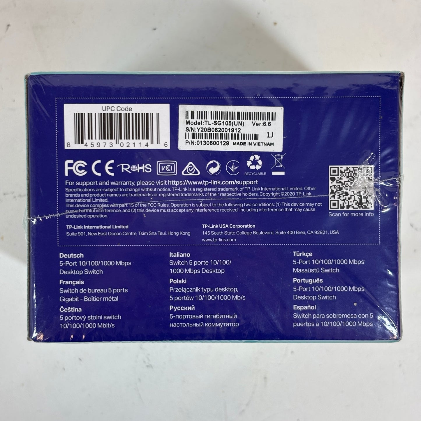 New TP-Link TL-SG105 5-Port Gigabit Desktop Switch TL-SG105