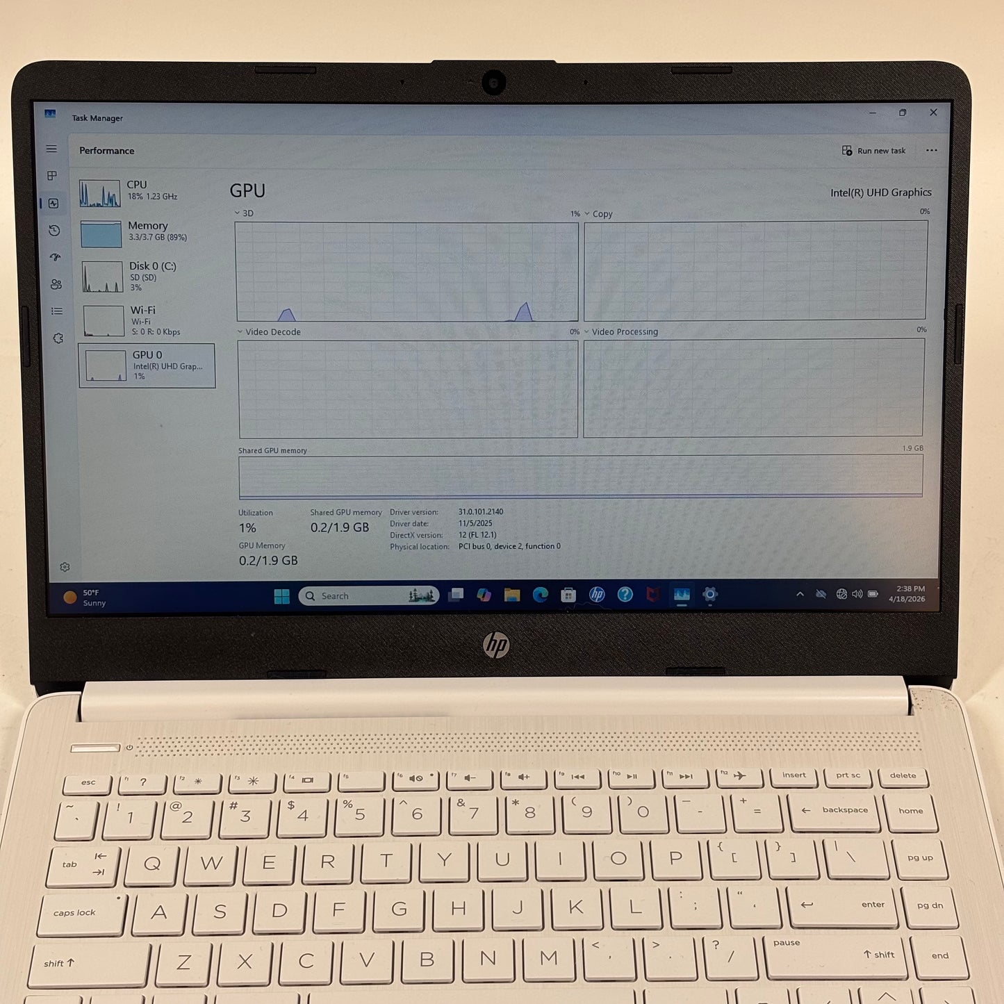 HP Laptop 14-DQ3000DX 14" Intel Celeron N4500 1.1GHz 4GB RAM 64GB HDD