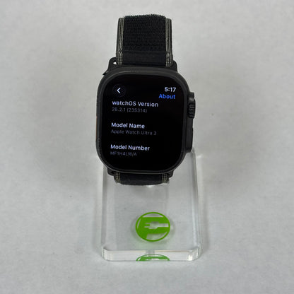 Unlocked Apple Watch Ultra 3 49MM Black Titanium Black Trail Loop MF1H4LW/A