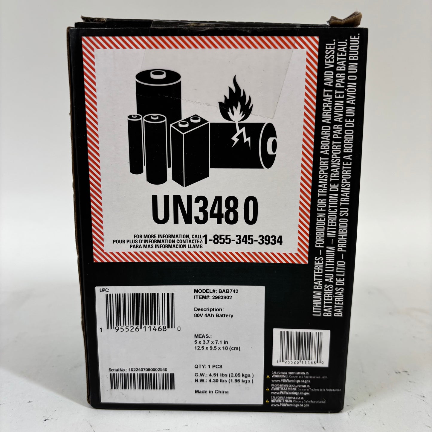 New Greenworks 80v 4.0Ah 288Wh Battery BAB742