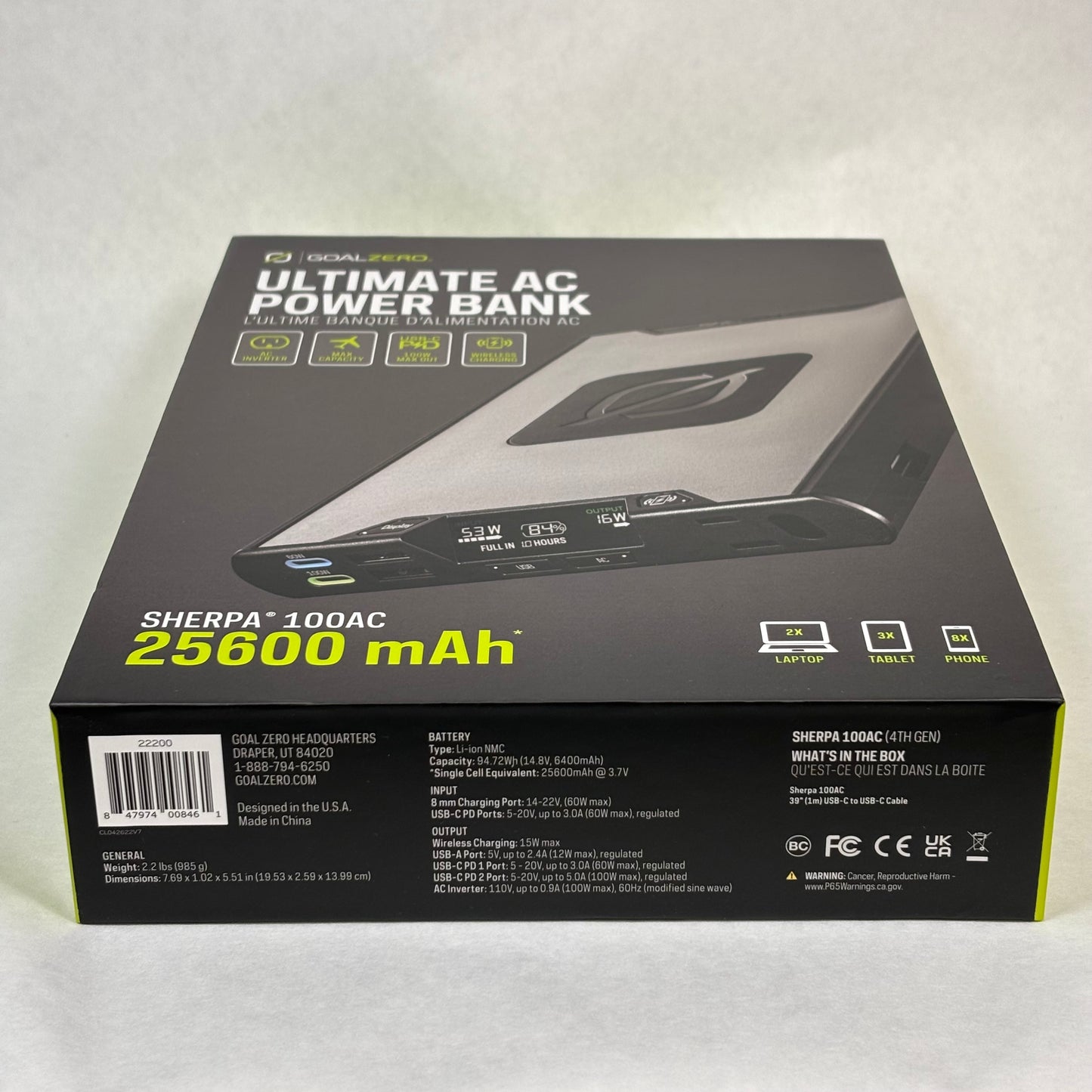 New Goal Zero Sherpa 100AC (4th Gen) Ultimate Power Bank 22200