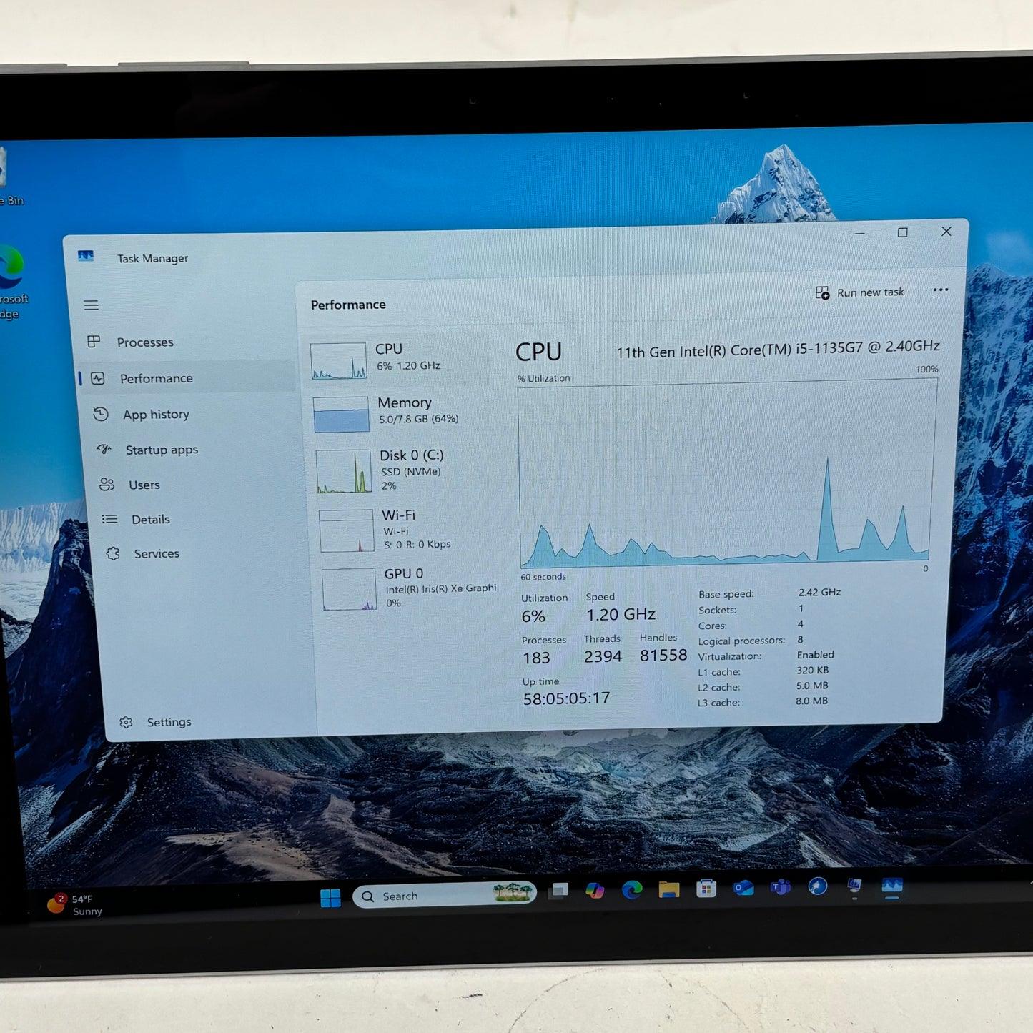 Microsoft Surface Pro 7+ 1960 12.3" i5-1135G7 2.4GHz 8GB RAM 128GB SSD