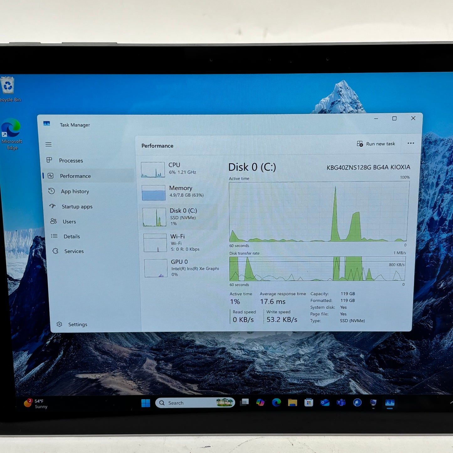 Microsoft Surface Pro 7+ 1960 12.3" i5-1135G7 2.4GHz 8GB RAM 128GB SSD
