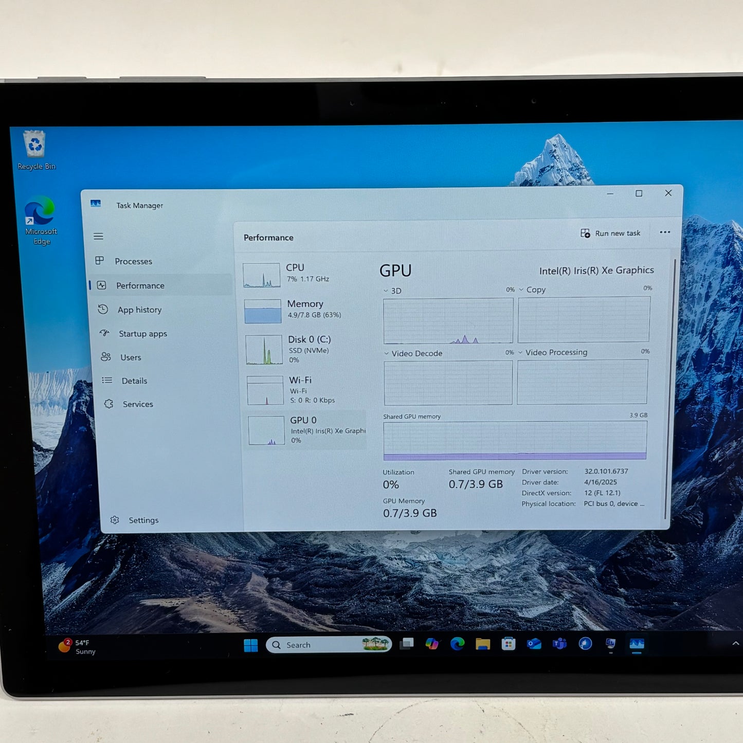 Microsoft Surface Pro 7+ 1960 12.3" i5-1135G7 2.4GHz 8GB RAM 128GB SSD
