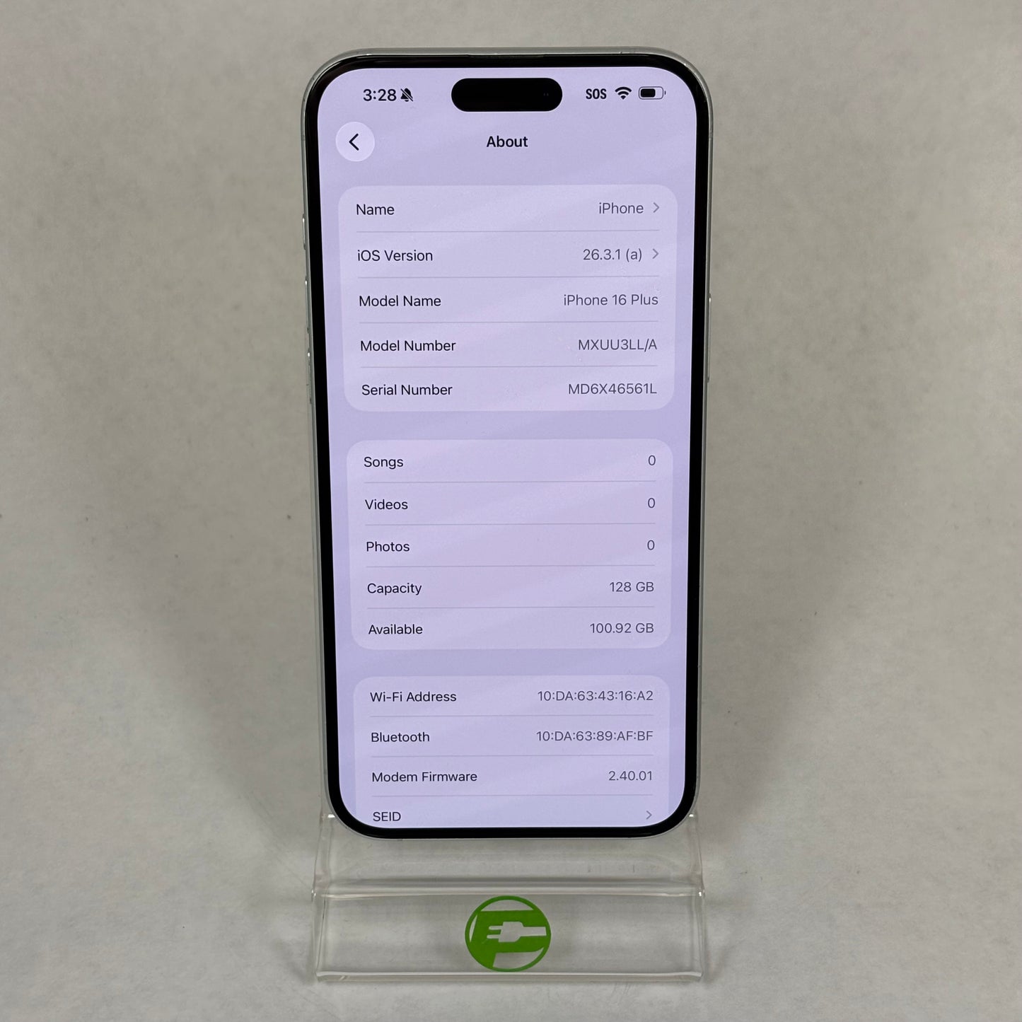 Factory Unlocked Apple iPhone 16 Plus 128GB White MXUU3LL/A