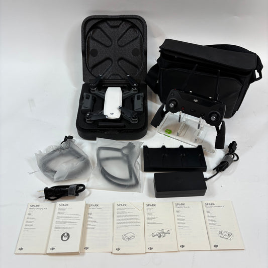 DJI Spark Camera Drone Model MM1A Alpine White w/ Accessories & Carrying Case