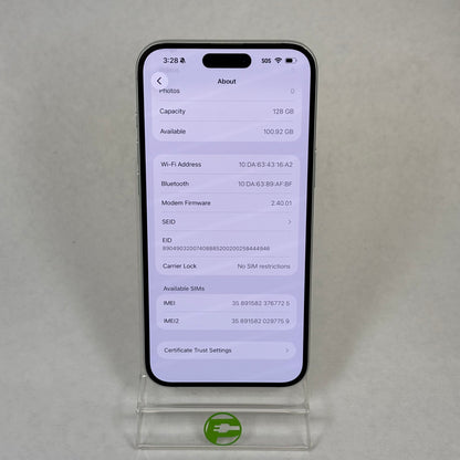 Factory Unlocked Apple iPhone 16 Plus 128GB White MXUU3LL/A