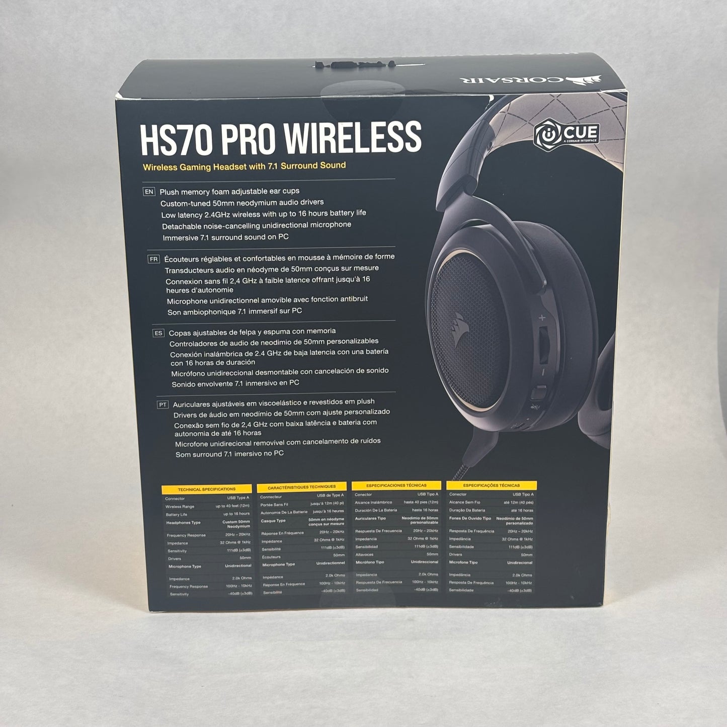 Corsair HS70 Black CA-9011211-NA Wireless Gaming Headset For PS4/PS5/PC
