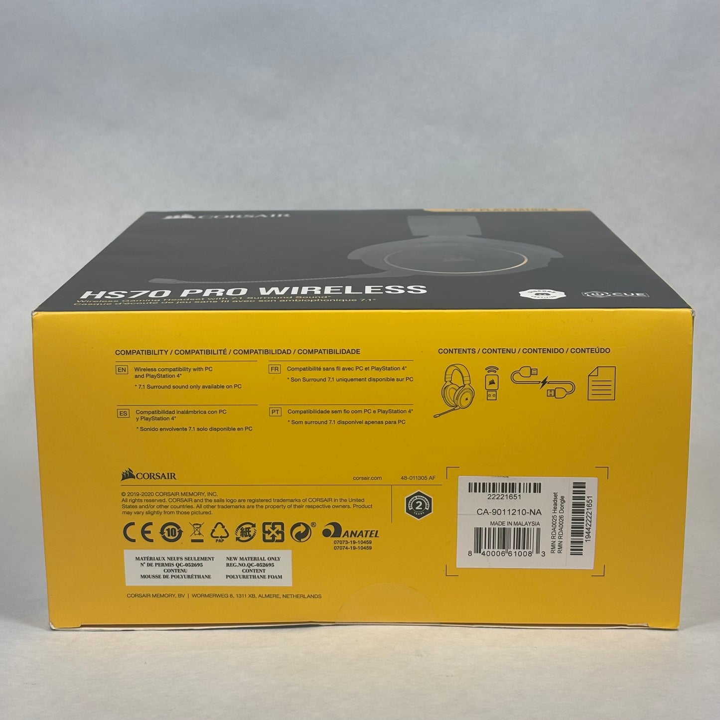 Corsair HS70 Black CA-9011211-NA Wireless Gaming Headset For PS4/PS5/PC