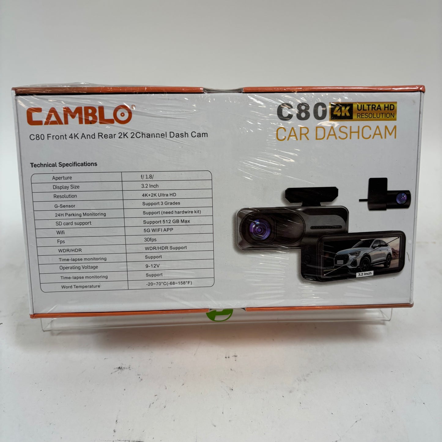 New Camblo C80 Car Dashcam Camera 4K Front & 2K Back 2 Channel