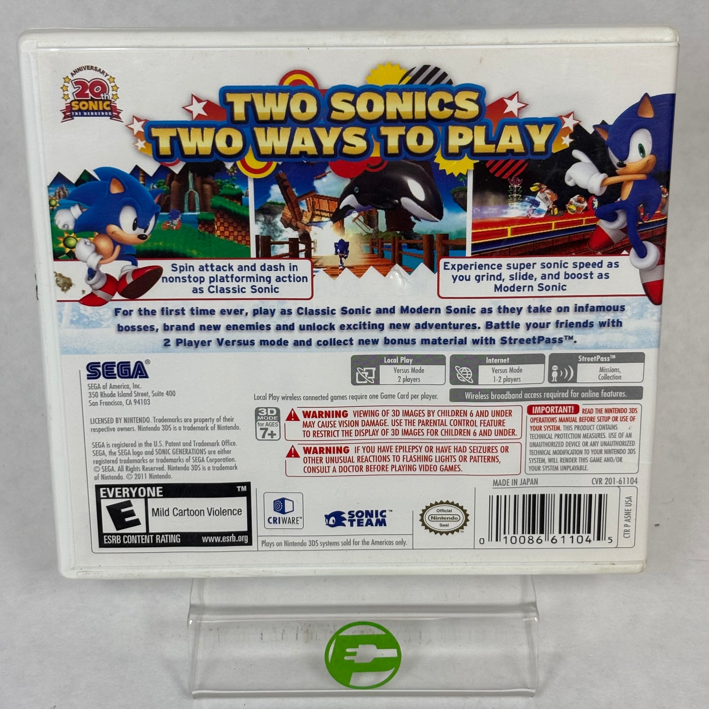Sonic Generations (Nintendo 3DS, 2011) Complete